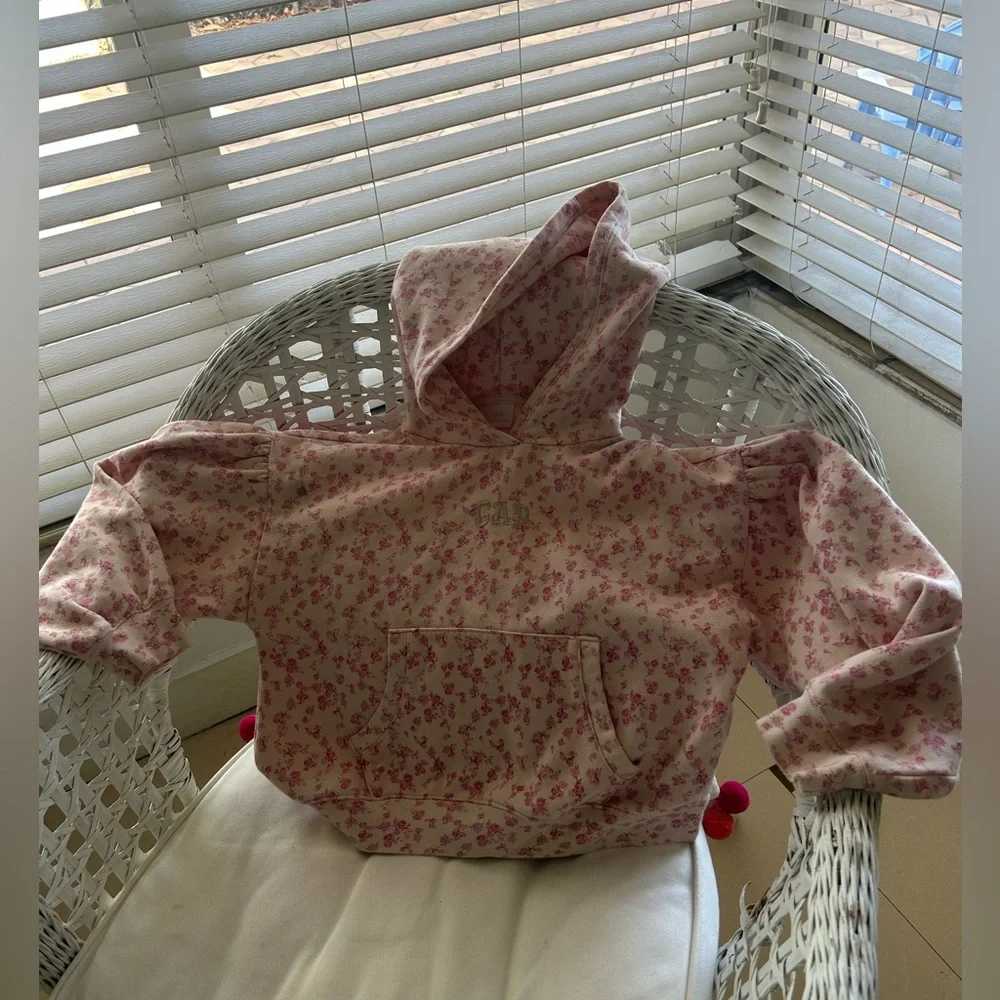 Gap × LoveShackFancy Kids Floral Logo Joggers + Hoodie Pink Set Size M and L